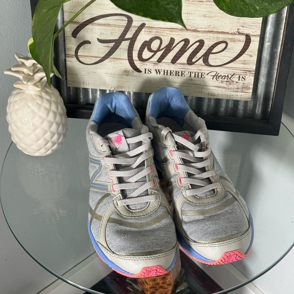 🍍 Women's size 9 New Balance 636 running shoes gray blue WL363SP self tie laces